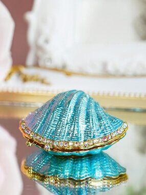 Seashell Trinket Box Jewelry Box Ring Holder With Pearl